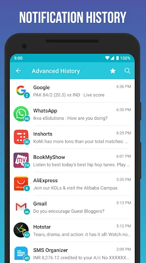 Notification History Log Screenshot 0