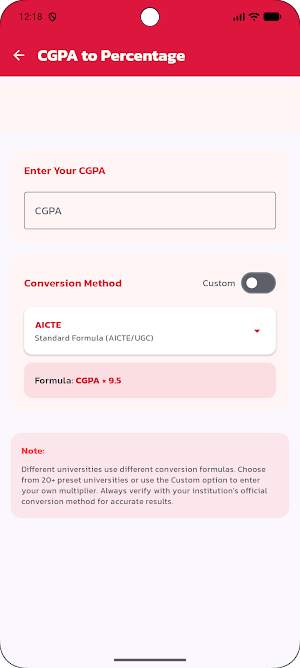 cgpa to percentage converter Screenshot 3