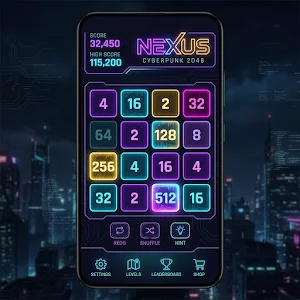 Nexus 2048: Puzzle Cyberpunk Screenshot 0