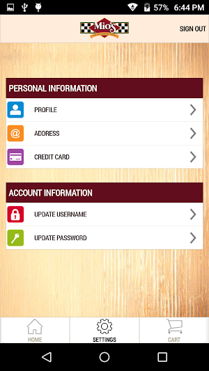 Mio’s Pizza Ordering App Screenshot 1