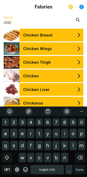 Falories : Nutritional Values Screenshot 2