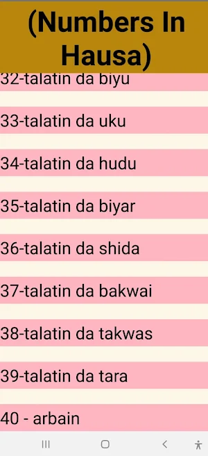 Numbers In Hausa Screenshot 1