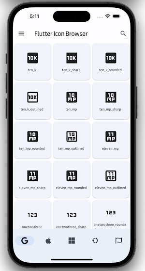 Flutter Icon Browser Screenshot 1