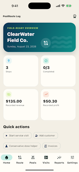 PoolRoute Log: Pool Care Screenshot 0