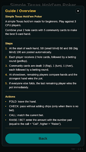 Texas Hold'em Poker Simple Screenshot 1