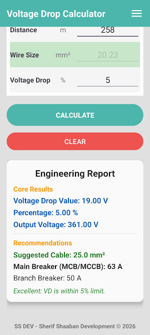 Voltage Drop Calculator Screenshot 2