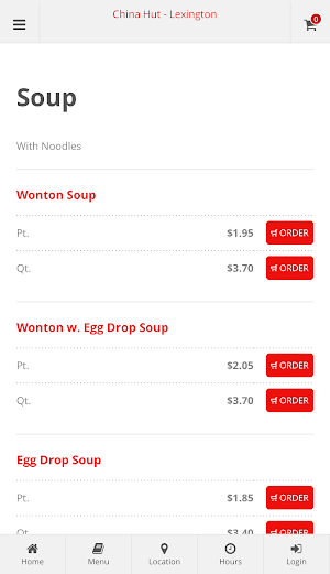 China Hut Lexington Ordering Screenshot 2