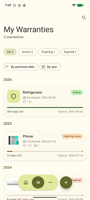 Warranty Tracker Screenshot 1