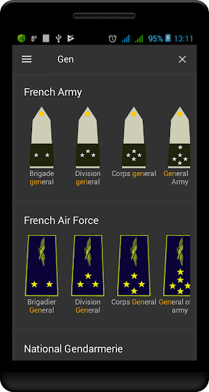 Military ranks of France Screenshot 2