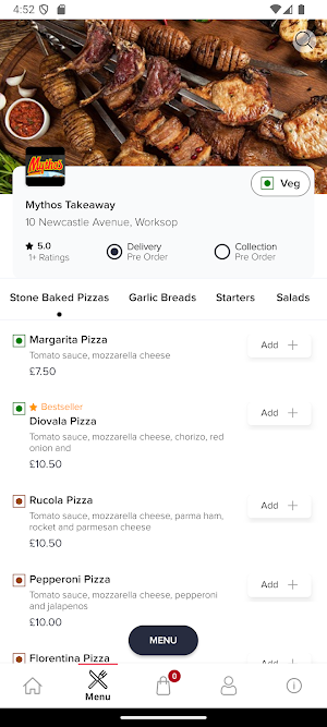 Mythos Takeaway Screenshot 2