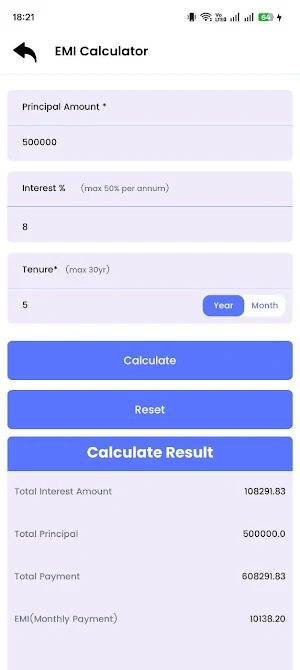 LoanPrime  EMI Loan Calculator Screenshot 2