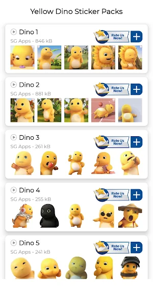 Yellow Dino Stickers for WA Screenshot 1
