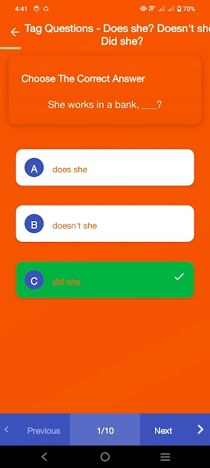 Grammar Learning Quiz App Screenshot 3