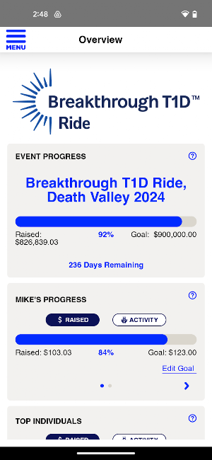 Breakthrough T1D Fundraising Screenshot 2