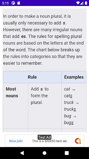 English Grammar Lessons, Tests and Quizzes Screenshot 1