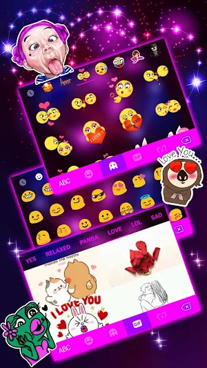 Neon Hearts Gravity Keyboard Theme Screenshot 3