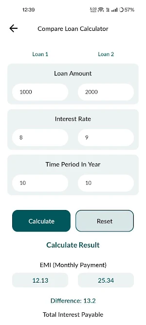 LoanCap - EMI Loan Calculator Screenshot 2