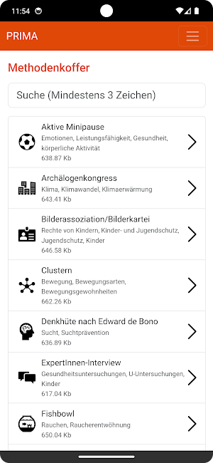 PRIMA Präventions-App Screenshot 1