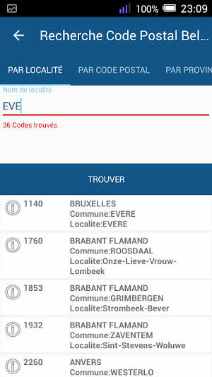 Code Postal Belge Screenshot 1