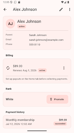 DojoDues: Dojo Fees & Belts Screenshot 2
