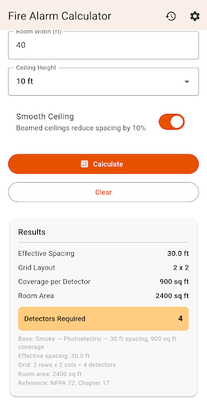Fire Alarm Calculator NFPA 72 Screenshot 1