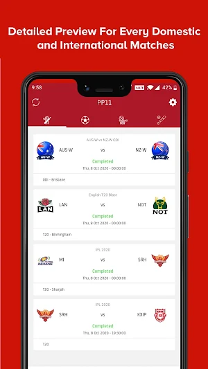 PP11 - Fantasy Teams for IPL, CPL, BBL, T20 Blast Screenshot 0