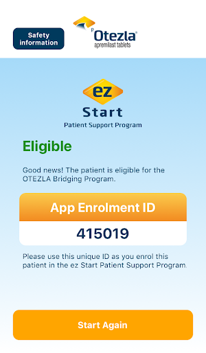 OTEZLA® ez Start Bridging Program app Screenshot 0