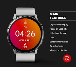 Minimal Red Watch Face Screenshot 1
