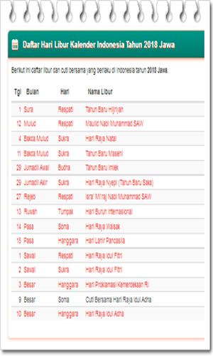 Kalender Jawa `2018` Lengkap Screenshot 3