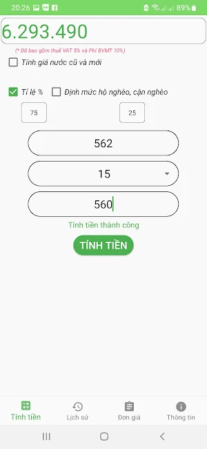Tính tiền nước - tiền nước Screenshot 3