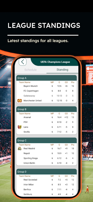 Foot Score - Watch Live Score Screenshot 2