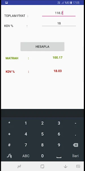 KDV, BRÜT ve MATRAH HESAPLAMA Screenshot 0