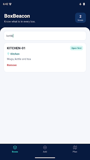 BoxBeacon: Moving Box Log Screenshot 1