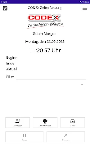 Codex Arbeitszeit Screenshot 3