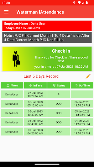 Waterman Attendance Screenshot 3