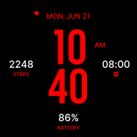 Flat Red Watch Face