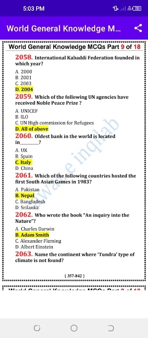General Knowledge MCQs offline Screenshot 3