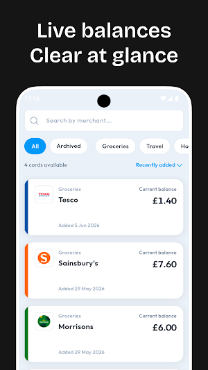 PoolCard: Gift Card Balance Screenshot 1