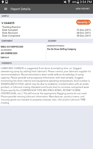 HORIZON Fluid Analysis Results Screenshot 1
