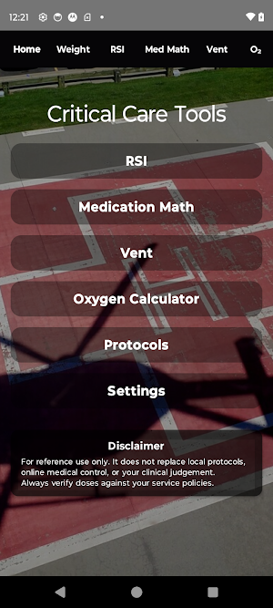 Critical Care Tools Screenshot 0