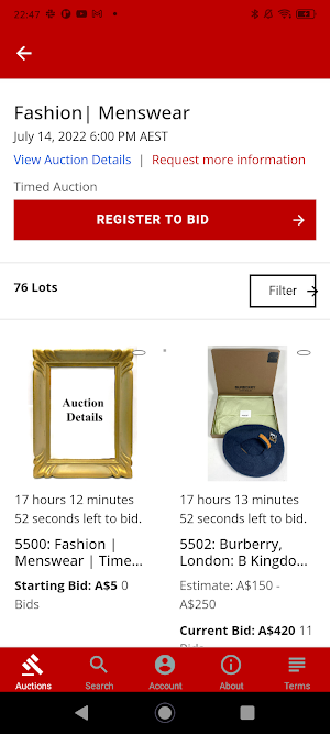 Theodore Bruce Live Bidding Screenshot 1