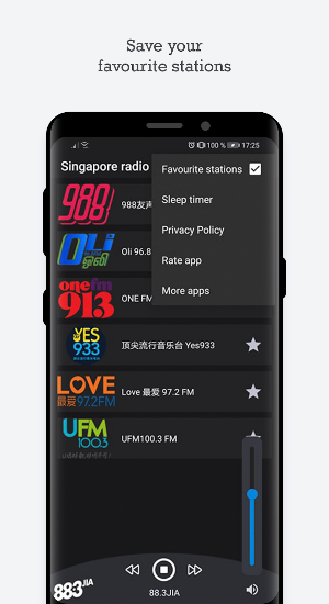 Singapore radio stations Screenshot 2
