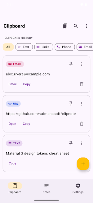 ClipNote: Clipboard & Notes Screenshot 1