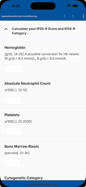 IPSS-R Advanced Calculator Screenshot 0