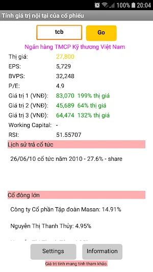 Stock's Intrinsic Value Screenshot 1