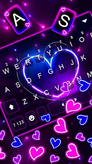 Neon Heart Gravity Keyboard Background Screenshot 1