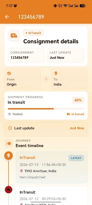 Speedpost Tracker - India Post Screenshot 1