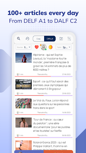 TODAI: Learn French by news Screenshot 1