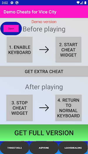 Cheats Keyboard Demo for Vice City Screenshot 1