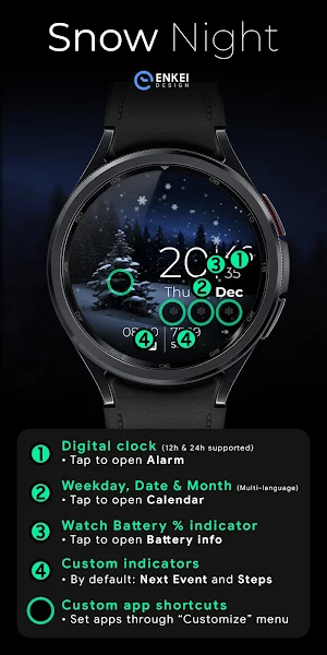 Snow Night - watch face Screenshot 3